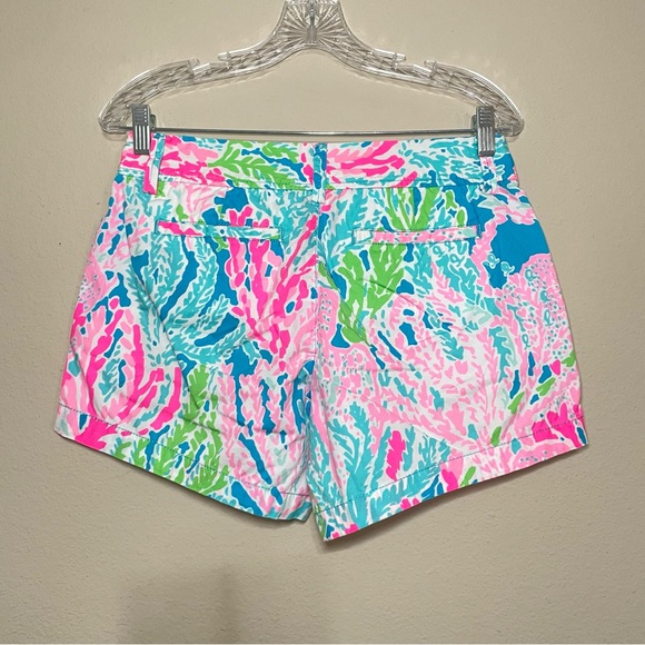 Lilly Pulitzer The Callahan Short‎ Womens 4 Pink Blue Coral Print Casual Preppy - Picture 2 of 9